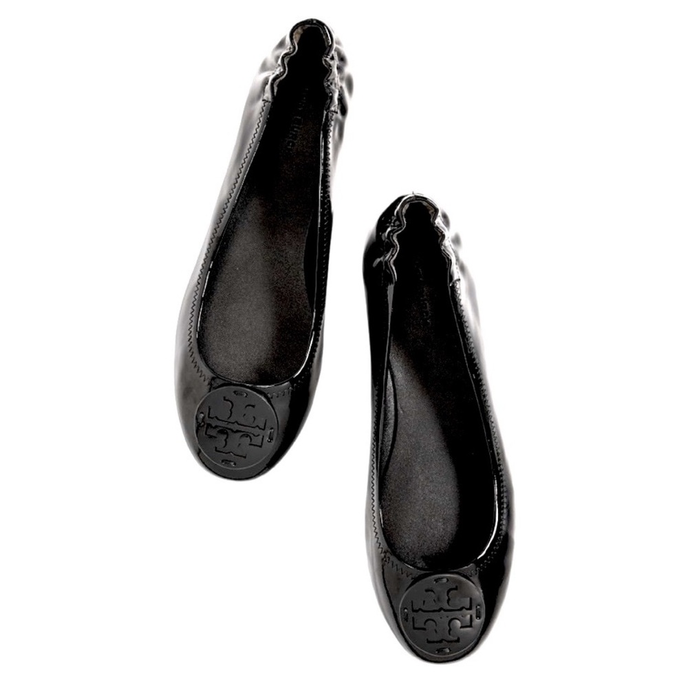 Tory Burch Reva Black Patent Leather Ballet Flats - 8